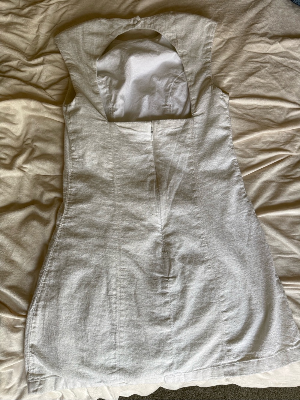 Abercrombie & Fitch Linen Blend Open Back Mini Dress - Picture 4 of 5